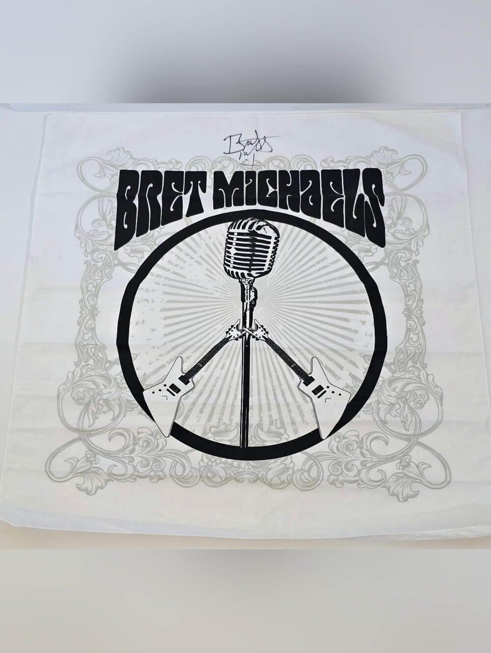 Authentic Signed Bret Michaels Bandana  Poison Rock Memorabilia 🎸🤘